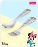 Babyhug Disney Mickey Mouse Stainless Steel Fork & Spoon Set | Easy to Clean & Maintain| Encourage Self Feeding| Laser Print| Dishwasher Safe| Gifting Option - Silver