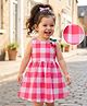 Mark & Mia Sleeveless Checkered Frock with Cherry Applique - Red