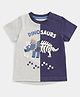 Mothercare Cotton Half Sleeves Animal  Printed Colour Blocked Tee - Multi Colour