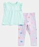 Mothercare Sleeveless Frill Detailed Solid Top & Stars Printed Leggings Set - Multi Colour