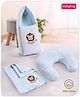 Babyhug Sleeping Bag Feeding Pillow & Blanket Combo Set with Lion Patch Detailing - Blue