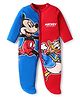 Babyhug Disney Interlock Knit Full Sleeves Footed Sleep Suits With Mickey Mouse & Donald Duck Graphics - Red & Blue