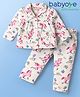 Babyoye Eco Conscious 100% Cotton Knit Full Sleeves Co-ords Night Suit with Unicorn Print - White