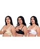 Fabme Pack Of 3 Cotton Sleeveless Solid Nursing Bras - Skin White & Black