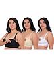 Fabme Pack Of 3 Cotton Solid Nursing Bras - Skin White & Black