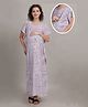Fabme Half Sleeves Paisley Printed Kaftan Style Maternity Nighty With Concealed Zipper Nursing Access - Pink