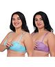 Fabme Pack Of 2 Cotton Sleeveless Solid Nursing Bras - Sea Green & Pink