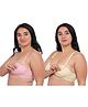 Fabme Pack Of 2 Cotton Sleeveless Solid Nursing Bras - Skin & Pink