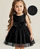 Babyhug Woven Sleeveless Shimmer Party Dress with Bow Applique - Black