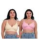 Fabme Pack Of 2 Cotton Solid Nursing Bras - Skin & Pink
