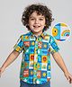 Babyhug Cotton Woven Half Sleeves Shirt With Smiley Print - Blue