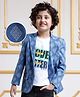 Mark & Mia Cotton Woven Full Sleeves Printed Blazer & Half Sleeves T-Shirt With Text Print - Blue