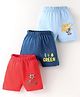 OHMS Sinker Knit Above Knee Length Shorts with Text Print Pack of 3 - Red Light & Navy Blue