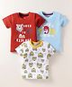 OHMS Sinker Knit Half Sleeves T-Shirt With Animal Print Pack of 3 - Maroon White & Light Blue