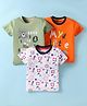 OHMS Sinker Knit Half Sleeves T-Shirts With Nautical Theme & Animal Print Pack of 3 - Orange White & Light Green