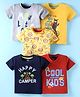 OHMS Sinker Knit Half Sleeves T-Shirts With Text & Animal Print Pack of 5 - Multicolor