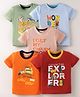 OHMS Sinker Knit Half Sleeves T-Shirts With Explorer Theme Text Print Pack of 5 - Orange Maroon & Olive Green