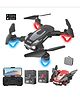 Sanjary Remote Control Drone Toy for Kids with Built-In Led Lights and Dual Hd Camera for Kids Color Design May Vary