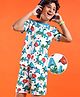 Pine Kids Single Jersey Knit Half Sleeves Shorts Night Suit With Tropical Theme Print - White