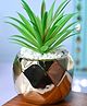 VONCASA Stylish Weave - Lattice Design Ceramic Pot with Artificial Plant