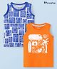 Honeyhap Premium Cotton Knit Sleeveless Bio Finish Tank T-Shirts With Beach Theme Print Pack Of  2 - Indigo Bunting Bird Of Paradise Orange