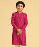 KISAH Full Sleeves Chevron Embroidered Kurta - Hot Pink