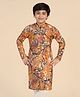 KISAH Full Sleeves Abstract Printed Kurta - Mustard