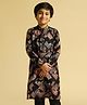 KISAH Full Sleeves Abstract Printed Kurta - Black