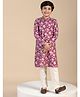 KISAH Full Sleeves Floral Printed Kurta With Pyjama Set - Hot Pink