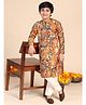 KISAH Full Sleeves Abstract Printed Kurta Pyjama Set - Mustard