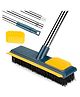 COZY VIBES Floor Scrub Brush with Long Handle Deck Brush with Comb Teetch and Squeegee, 2-in-1 Floor Scrubber for Tile Garages Swimming Pool and Kitchen - PACK OF 1 - COLOR MAY VARY