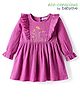 Babyoye Cotton Woven Full Sleeves Floral Printed Frock with Frill Detailing - Lilac