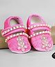 Coco Candy Velvet Pearl & Stone Embellished Detailed Velcro Closure Booties - Pink