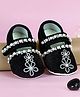 Coco Candy Velvet Pearl & Stone Embellished Detailed Velcro Closure Booties - Black