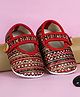 Coco Candy Golden Thread  Embellished Ethnic Booties - Red