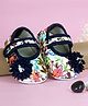 Coco Candy Flower Applique Embriodered & Printed Booties - Navy Blue
