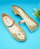 boyz n galz Sequin Embellished &  Bow Applique Detailed Ballerinas - Gold
