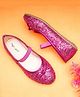 boyz n galz Sequin Embellished &  Bow Applique Detailed Ballerinas - Fuchsia
