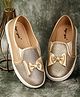 boyz n galz Shimmer Bow Applique Detailed Casual Shoes - Gold