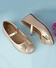 boyz n galz Shimmer Bow Applique Detailed Ballerinas - Gold