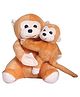 Tickles 28 cm Mother Monkey with Baby Monkey Soft Stuffed Animal Plush Toy for Girls Boys Baby and Kids ( Color Light Brown)