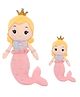 Tickles Mother with Daughter Mermaid Soft Doll Stuffed Plush Toy for Kids Mother Length 50 cm and Daughter Length 30 cm (Color: Pink)