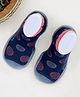 Infantso Polka Dot Anti-Skid Cotton Socks Shoes with Rubber Sole for Walking Babies & Toddlers - Dark Blue