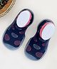 Infantso Polka Dot Anti-Skid Cotton Socks Shoes with Rubber Sole for Walking Babies & Toddlers - Dark Blue