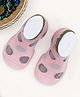 Infantso Polka Dot Anti-Skid Cotton Socks Shoes with Rubber Sole for Walking Babies & Toddlers - Pink