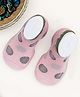 Infantso Polka Dot Anti-Skid Cotton Socks Shoes with Rubber Sole for Walking Babies & Toddlers - Pink