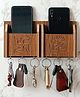 eCraftIndia   Swastik and Om Engraved Multiutility 6 Hooks Wooden Keyholder