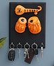 eCraftIndia Veena and Tabla Musical Instrument 5 Hooks Wooden Key Holder
