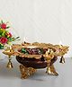 eCraftIndia   Premium Handcrafted Brass Urli with 4 Diya Wicks and Bells