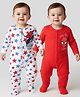 Babyhug Marvel Interlock Knit Full Sleeves Footed Sleep Suits With Spider-Man Graphics Pack of 2 - Red & White